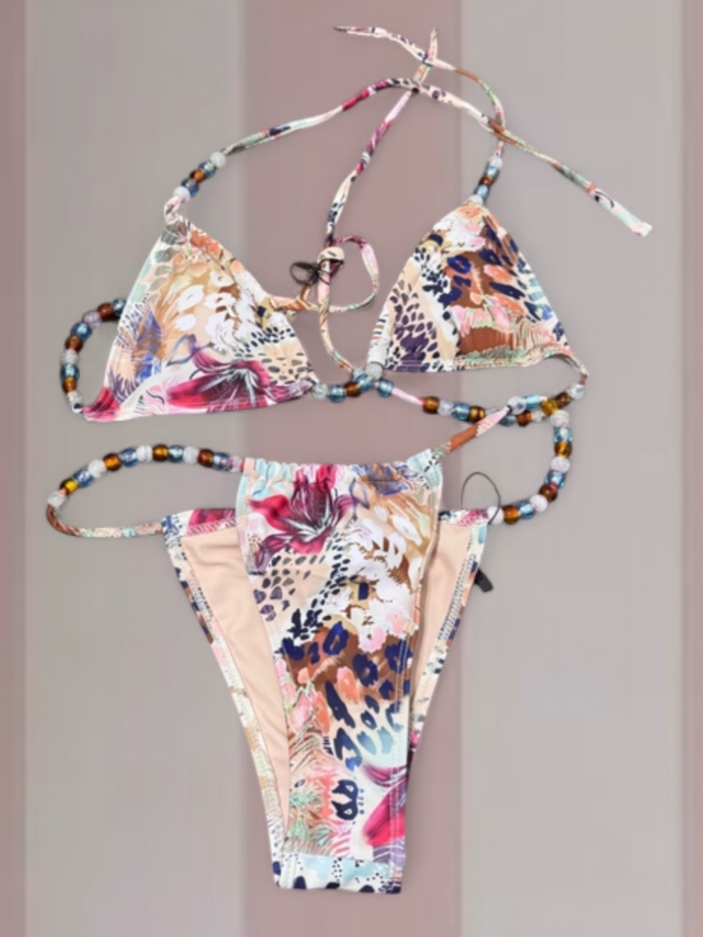 Musera NWOT Floral Beaded Bikini Set - Picture 1 of 5
